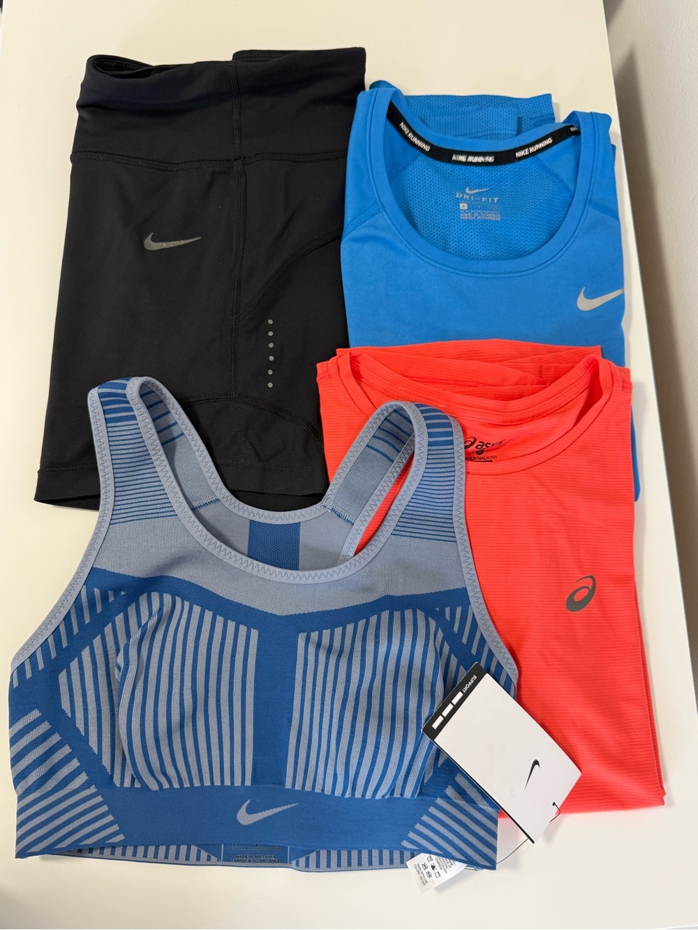 Nike Bundle: Sports Bra Black Shorts Blue and Coral tshirt